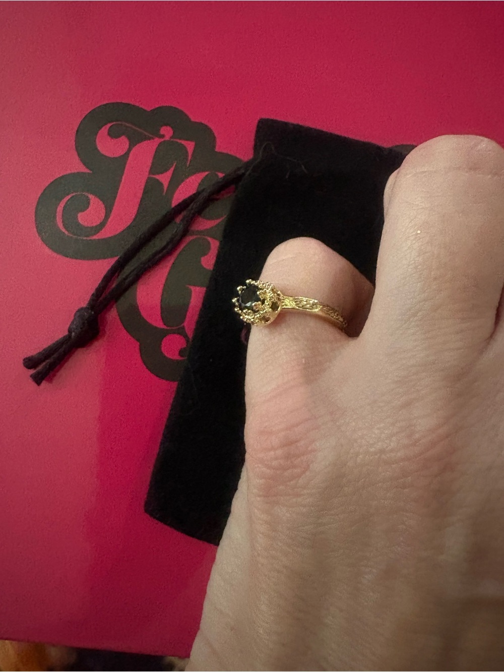 Feed Me Gems black onyx stacker ring in adjustable band - Picture 5 of 5
